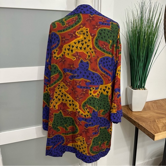 Farm Rio Cat Leopard And Heart Print Kimono Colorful OSFM Made India UNIQUE NWT - Picture 9 of 9